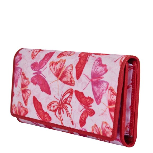 Pink Butterflies Printed Fabric Trifold Wallet & Card Holder – Women Organizer - Picture 8 of 8